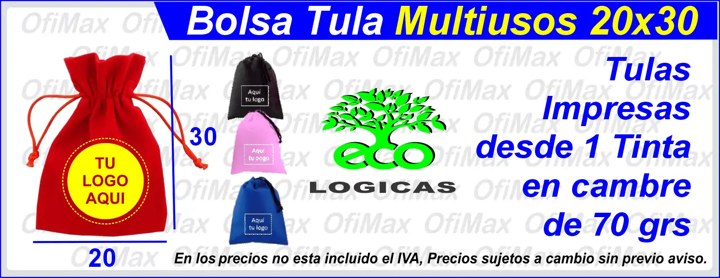 Bolsas tulas deportivas ecologicas personalizadas impresas en cambrel de 20x30, bogota, colombia